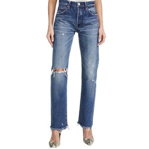 Moussy Vintage Straight Leg High Rise Jeans, Medium Wash, Size 29